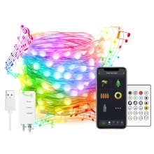 Wi-Fi BT Smart USB Медный провод Свет Светодиоды Струнный свет 16 миллионов цветов Приложение Голосовое управление RGB Музыкальные синхронизирующие огни для домашнего ТВ Вечеринка Освещение для рождественского декора