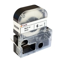 VariMark Печатная термоусадочная лента для этикеток Сменная лента для этикеток Черный на белом 0,24 дюйма (6 мм) x 6,6 футов (2 м) Водонепроницаемость и маслостойкость