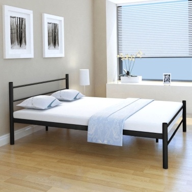 Двуспальная кровать с памятью матрац металлический черный 140x200 см