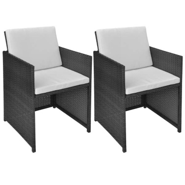Обеденные стулья 2 шт. Черный 20,5 "x22" x33,5 "Poly Rattan