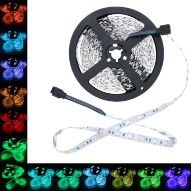 Lixada 12V 5M 60 LEDs / m SMD 5050 RGB Гибкая лента с 24 ключами ИК-пульт дистанционного управления для бара