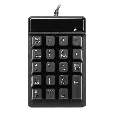 Проводная цифровая клавиатура с USB-клавиатурой Механическая клавиатура с сенсорным экраном 19 клавиш Водонепроницаемая для ноутбуков Настольный ПК для ноутбуков Black