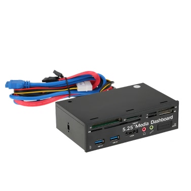 Многофункциональный USB 3.0-концентратор eSATA-порт Внутренний считыватель карт ПК Панель управления Media Front Panel Audio для SD-карт MS CF TF M2 MMC подходит для 5.25 "Bay