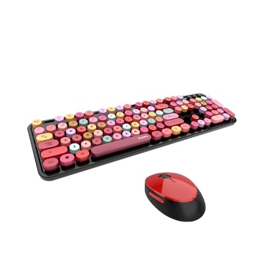 Mofii Sweet Keyboard Mouse Combo Mixed Color 2.4G Wireless Keyboard Mouse Set Круглая подвеска для ключей для портативных ПК Черный