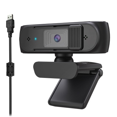 HXSJ S2 USB Webcam 2.5K FHD PC Веб-камера 5MP с AF Light Correction и двумя микрофонами для видео, обучение с конфиденциальной крышкой Черный