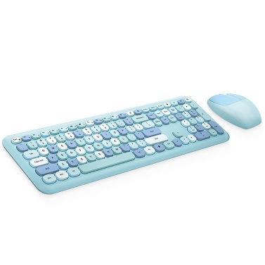 Mofii 666 Keyboard Mouse Combo Wireless 2.4G Mixed Color 110 Key Keyboard Mouse Set с круглыми колпачками в стиле панк для девочки Синий