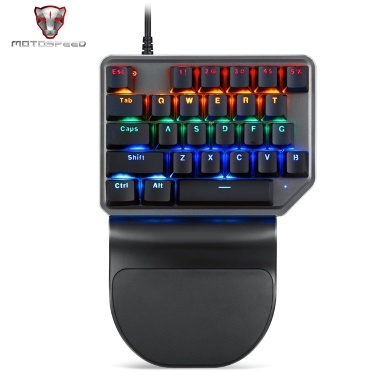 Motospeed K27 Механическая клавиатура для одной руки 27 клавиш Проводная игровая клавиатура Светодиодный смешанный световой эффект Механические синие переключатели