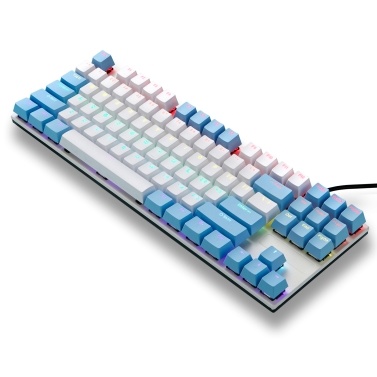 iBlancod K87 87 клавиш проводная механическая клавиатура металлическая панель двухцветная инъекционная колпачок 20 световых эффектов синий и белый (синие переключатели)