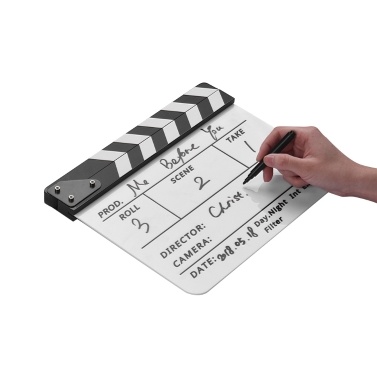 Сухой стирать акриловый режиссер Фильм Clapboard Movie TV Cut Action Scene Clapper Board Slate с маркером, цветной палочкой, белый