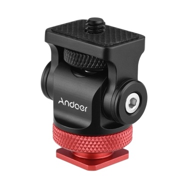 Вращающаяся на 360 ° камера-монитор Andoer Головка адаптера для установки в холодном башмаке с шестигранным гаечным ключом 1/4 дюйма для монитора Светодиодная подсветка Крепление для расширения микрофона