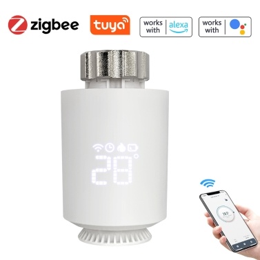 Tuya Zigbee Термостатические клапаны радиатора Интеллектуальное беспроводное управление приложением для мобильного телефона Термостат домашнего отопления Термостат радиатора Совместимость с Amazon Alexa Google Home