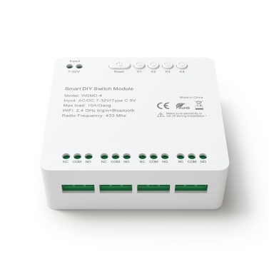 Модуль интеллектуального переключателя Tuya WiFi Компактное домашнее управление временем Голосовое управление Беспроводное приложение Пульт дистанционного управления 4-канальный модуль переключателя, совместимый с Google Home и Amazon Alexa