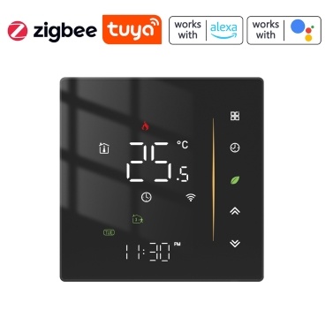 Цифровой дисплей Tuya ZigBee Интеллектуальный регулятор температуры Многофункциональный электрический подогрев пола Совместимость с Alexa и Google Assistant