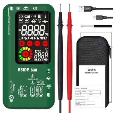 Цифровой мультиметр BSIDE 4in1, инфракрасный термометр, электрическая тестовая ручка, анализатор цепей, детектор, 3,5-дюймовый цветной ЖК-дисплей