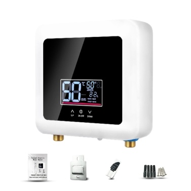 Мгновенный водонагреватель 7500 Вт, мини-электрический проточный водонагреватель, настенный светодиодный дисплей, поддержка режима термостата/регулировка мощности для домашней кухни, ванной комнаты