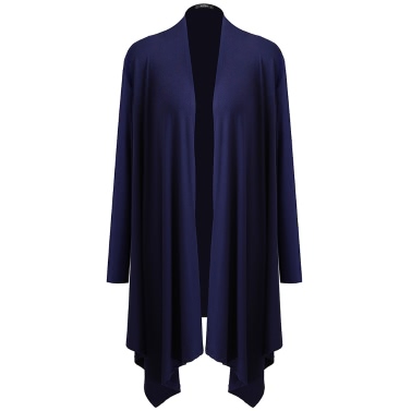 Новые моды женщин кардиган с длинными рукавами Открытый фронт сплошной цвет верхней одежды фиолетовый / черный