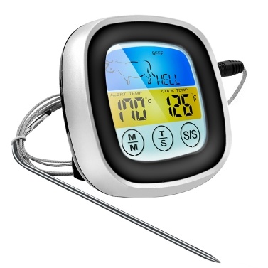 Цифровой кухонный термометр, зонд, цветной сенсорный экран, инструмент для измерения температуры мяса, барбекю, еды