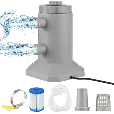 Картриджный фильтр-насос для надземных бассейнов, расход 55 Вт, 250 л/ч, низкий уровень шума, улучшенная циркуляция и фильтрация, картридж фильтра для воды с 2 шлангами/фильтрующим картриджем