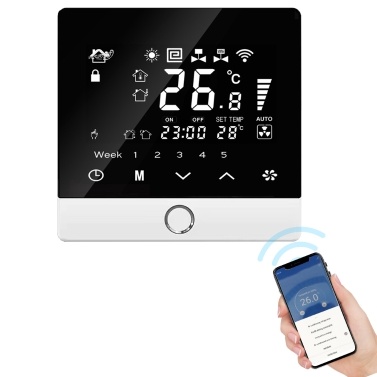 Умный термостат Wi-Fi 5 + 2, программируемый энергосберегающий, 3 А, нагрев воды, термостат с голосовым управлением Tuya, ЖК-дисплей, интеллектуальный регулятор температуры, цифровой термостат с функцией блокировки от детей, совместимый с Alexa и Google Assistant для офиса/дома