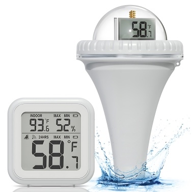 Плавающий термометр для бассейна, легко считываемые цифровые термометры для измерения температуры в бассейне, беспроводной плавающий термометр с режимом 12 часов/24 для ледяной ванны/гидромассажной ванны/аквариума - 197 футов
