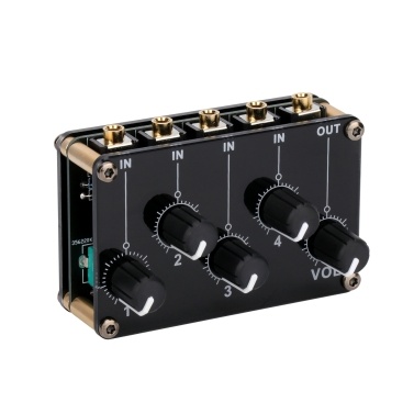 Пассивный микшерный модуль 4-в-1-выходе Мини-стерео 4-канальный пассивный микшер Аудиомикшер 4 аудиовхода на 1 выход Сверхкомпактный низкий уровень шума для записи Студийная консоль Сцена Небольшой клуб или бар