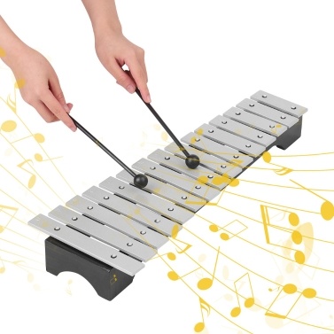 15-нотный ксилофон Glockenspiel Деревянная основа Алюминиевые стержни с молотками Ударный музыкальный инструмент Подарок с сумкой для переноски