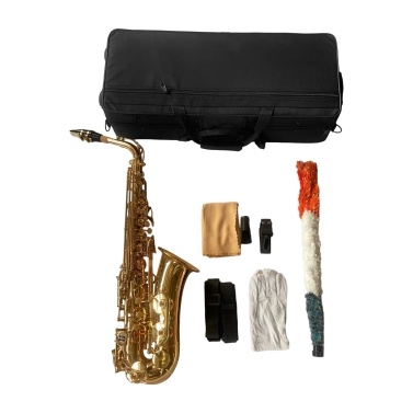 Золотой Eb Альт-саксофон Саксофон с латунным корпусом Белые клавиши-ракушки Деревянный духовой инструмент