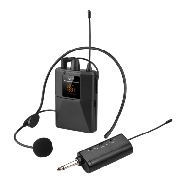 Беспроводная микрофонная гарнитура UHF с передатчиком и приемником, поясной передатчик со светодиодным цифровым дисплеем