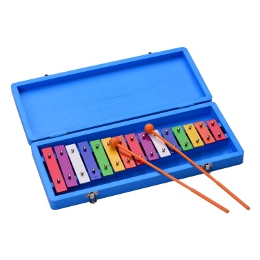Muslady 15 клавиш Glockenspiel Xylophone Красочный ранний образовательный музыкальный ударный инструмент с молотками для развития музыкального чутья