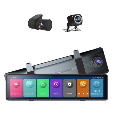 3 камеры Dash Cam 12in 2.5K Clear Автомобильное зеркало заднего вида BT Автомобильная видеокамера для видеозаписи