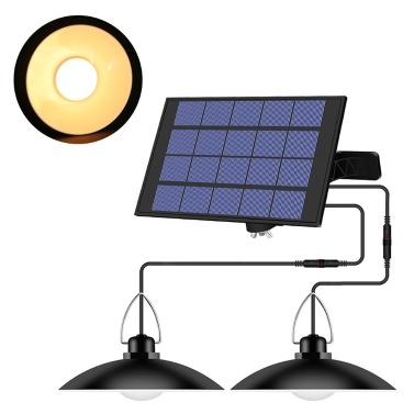Подвесной светильник на солнечных батареях с регулируемой панелью Автоматическое включение / выключение Датчик освещения IP65 Водонепроницаемая подвесная лампа - 2 головки