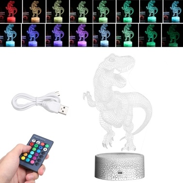 3D динозавр из светодиодов ночник иллюзионный цвет меняющиеся огни тумбочка настольная лампа с сенсорным и пульт дистанционного управления для детей подарки украшения дома