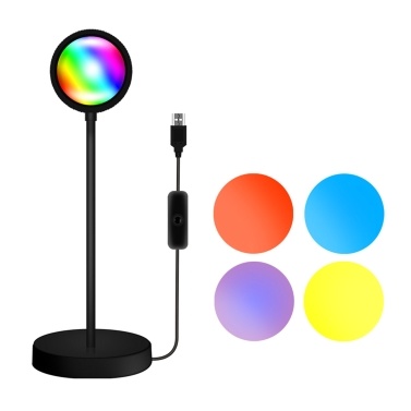 RGB Лампа для атмосферы заката Регулируемый на 360° проекционный свет для заката с пультом дистанционного управления (RGB + теплый белый)