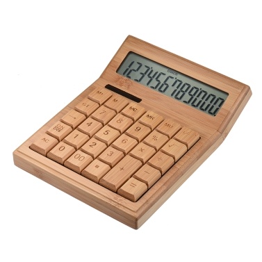 Многофункциональный бамбуковый электронный калькулятор Счетчик 12 цифр Солнечная батарея с двойным питанием для домашнего магазина