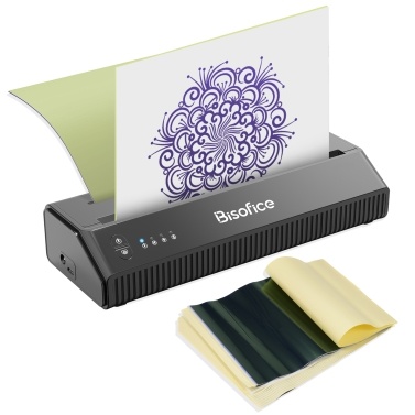 Bisofice BT + USB термопринтер для переноса татуировки Трафаретный принтер для татуировки с 10 переносными бумагами Управление через приложение
