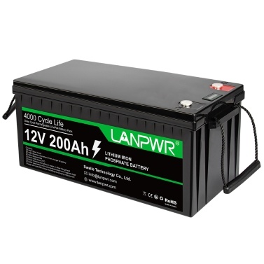 LANPWR 12 В, 200 Ач, литиевый аккумулятор Lifepo4, резервное питание для автодомов, кемперов, солнечной системы, электролодок, троллинговых двигателей, автономных приложений