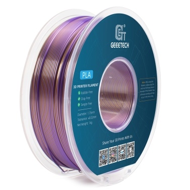 Geeetech Silk PLA-нить для 3D-принтера. Точность размеров 1,75 мм +/- 0,03 мм. Высококачественный градиентный двухцветный материал для 3D-печати. Катушка 1 кг (2,2 фунта) - золотой + фиолетовый.
