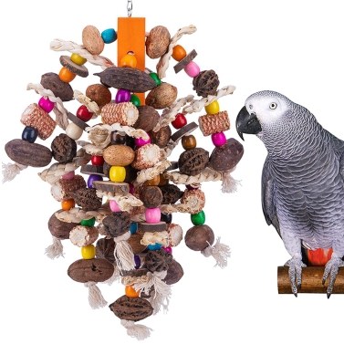 Большой попугай, жевательные игрушки, деревянная клетка для птиц, игрушка из натуральных орехов, кукуруза, игрушка-попугай для африканских серых ара, какаду и других крупных птиц