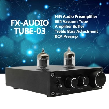 FX-AUDIO TUBE-03 Мини HiFi аудио предусилитель 6K4 вакуумный ламповый усилитель Буфер ВЧ Регулировка низких частот RCA Preamp Black EU Plug