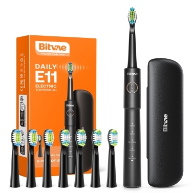 Электрическая зубная щетка Bitvae с 8 насадками, 5 режимов, ультразвуковая электрическая зубная щетка с футляром для переноски, USB-аккумуляторная зубная щетка с таймером для взрослых, для путешествий, для домашнего использования