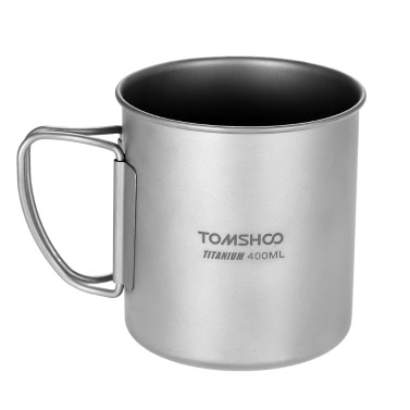TOMSHOO 400 мл Титановая чашка Наружная портативная кемпинговая пивная кружка для воды с складной ручкой