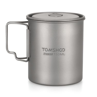 TOMSHOO Ultralight 750 мл Титановая чашка Наружная портативная кемпинговая пивная кружка для воды с складной ручкой