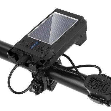 Солнечная USB перезаряжаемая велосипедная фара, передний свет, водонепроницаемый велосипедный фонарик с рогом