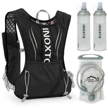 INOXTO Рюкзак с жилетом для гидратации на 5 л, жилет для бега воды с 1 пузырем для воды емкостью 1,5 л и 2 бутылками с мягкой водой емкостью 450 мл