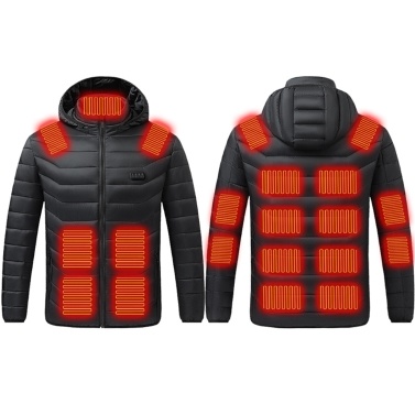 Хлопчатобумажная куртка с электрическим подогревом, четыре зоны управления, 21 зона, зимнее пальто с батарейным питанием