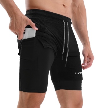 Мужские беговые шорты Lixada 2-в-1 с петлей для полотенец, быстросохнущие шорты для упражнений с карманами для тренировок в тренажерном зале
