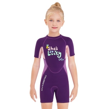 Короткий гидрокостюм для девочек, цельный короткий купальник для дайвинга на молнии, быстросохнущий костюм для серфинга с короткими рукавами для водных видов спорта