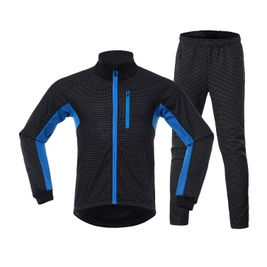 Мужская зимняя одежда для велоспорта, комплект с длинным рукавом, ветрозащитный велосипедный трикотаж и штаны, спортивная куртка для велоспорта и бега, спортивная одежда
