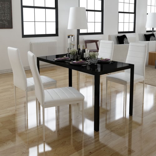 Набор из 4-х белых обеденных стульев + 1 стол современный дизайн