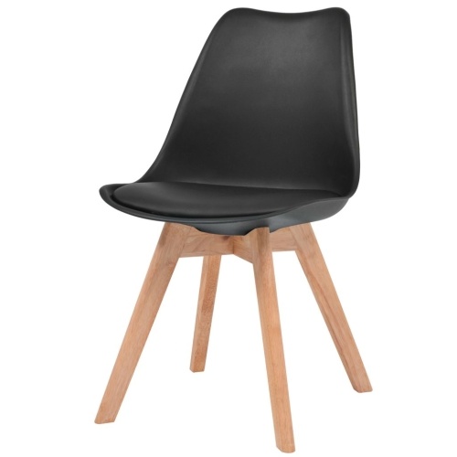 Обеденные стулья 4 шт. Из искусственной кожи и черного дерева